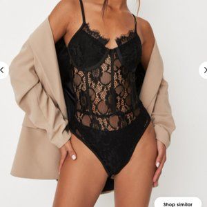 Missguided black strappy lace bodysuit